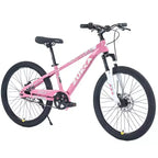 NAYSAYE Bicycle Mountain Bike Durable Steel Frame with Suspension for Kids Outdoor Riding, Pink, 63.78*24.8*37.2
