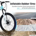 NAYSAYE Bicicletta Mountain Bike per Bambini da 24 Pollici con Forcella Ammortizzata, Telaio in Acciaio, per Bambini dai 9 ai 12 Anni, Ciano, 63,78*24,8*37,2