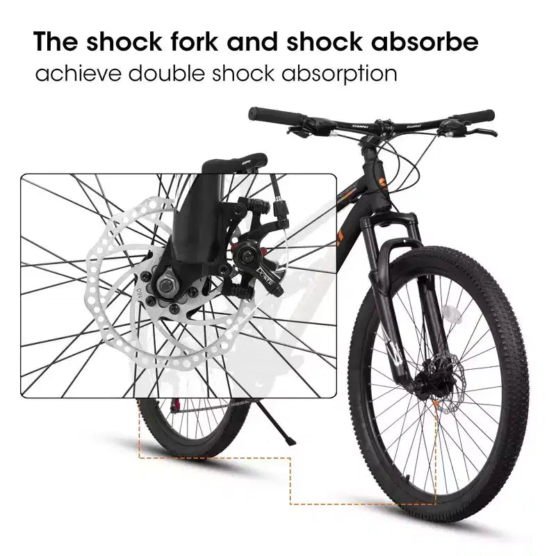 NAYSAYE Bicycle 26 Inch Steel Frame 21 Speed Mountain Bike with Dual Suspension Adult Bike for Outdoor Riding, Black, 67*25*40