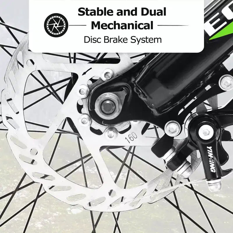 NAYSAYE Bicicletta Mountain Bike con Pneumatici Fat da 24 Pollici con Cambio a 7 Velocità, Doppio Freno a Disco per Adulti e Ragazzi, Blu e Verde, 67*25*40