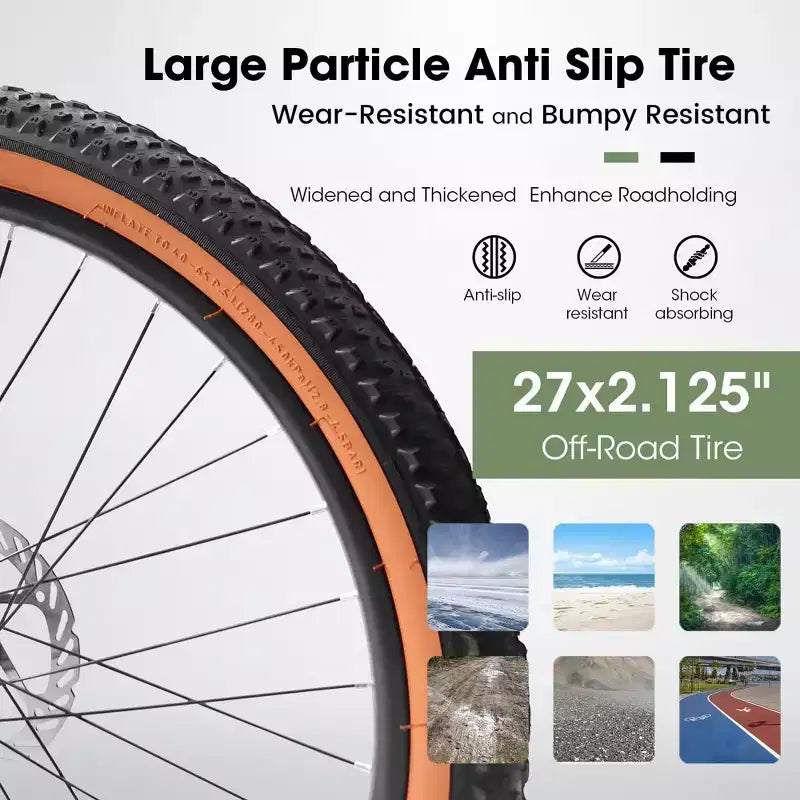 NAYSAYE Bicycle 27.5 Inch Mountain Bike for Adults with Disc Brakes for Commuting and Outdoor Exploration, Green, 70*27.5*40