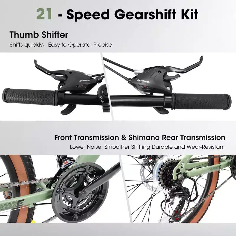 NAYSAYE Bicycle 27.5 Inch Mountain Bike for Adults with Disc Brakes for Commuting and Outdoor Exploration, Green, 70*27.5*40
