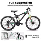 Bicicletta NAYSAYE 27,5 pollici Mountain Bike biammortizzata 21 velocità con doppio ammortizzatore per uomo e donna, grigia, 68,1*27*39,7