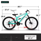 NAYSAYE Bicicletta Mountain Bike da 26 Pollici con Telaio in Acciaio Forcella Ammortizzata 21 Velocità per Uomini e Donne, Blu, 68*27*38