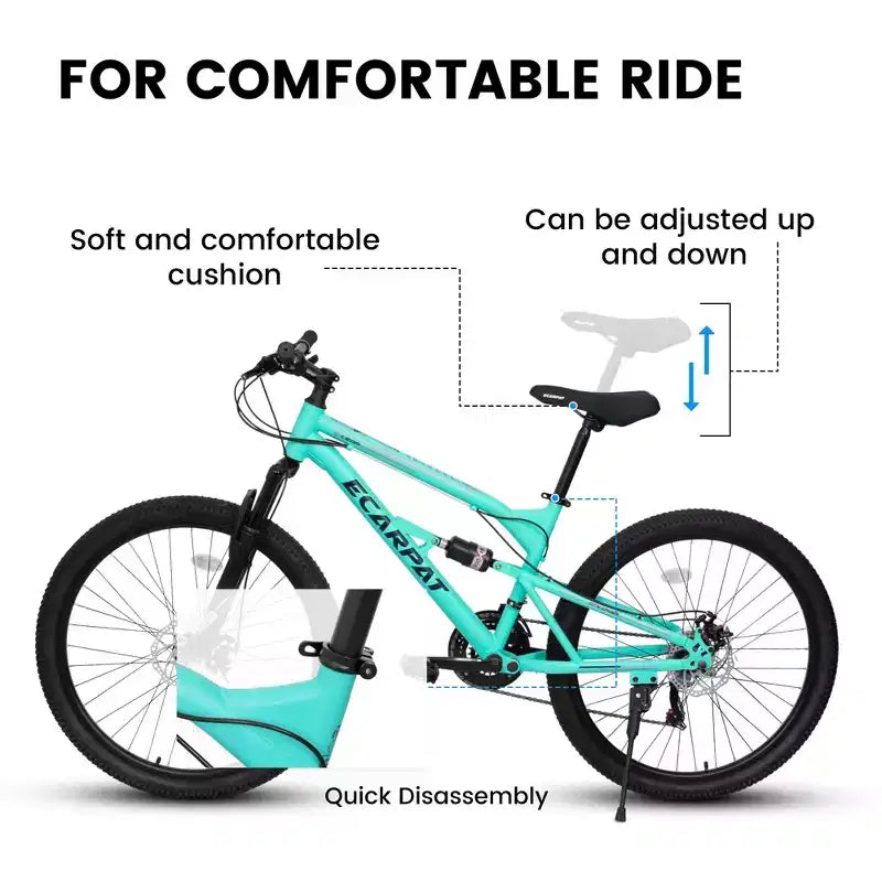 NAYSAYE Bicicletta Mountain Bike da 26 Pollici con Telaio in Acciaio Forcella Ammortizzata 21 Velocità per Uomini e Donne, Blu, 68*27*38