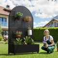 MAYEERTY Planter Box with Trellis Iron Black Arch Louvered Classic Style 72x35x16in 3-Piece Set