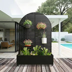 MAYEERTY Planter Box with Trellis Iron Black Arch Louvered Classic Style 72x35x16in 3-Piece Set