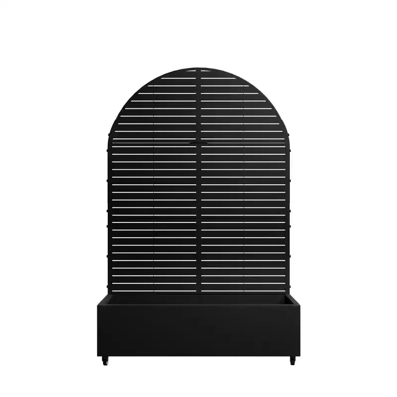 MAYEERTY Planter Box with Trellis Iron Black Arch Louvered Classic Style 72x35x16in 3-Piece Set