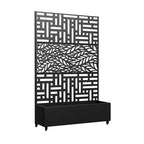 MAYEERTY Planter Box with Trellis Iron Black Helen Street 01 Gerald Wide Edge Street Combined Style 72x47x16in 3-Piece Set