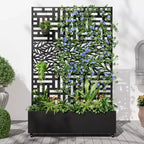 MAYEERTY Planter Box with Trellis Iron Black Helen Street 01 Gerald Wide Edge Street Combined Style 72x47x16in 3-Piece Set