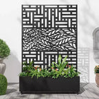 MAYEERTY Planter Box with Trellis Iron Black Helen Street 01 Gerald Wide Edge Street Combined Style 72x47x16in 3-Piece Set