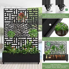 MAYEERTY Planter Box with Trellis Iron Black Helen Street 01 Gerald Wide Edge Street Combined Style 72x47x16in 3-Piece Set
