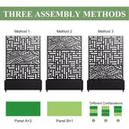 MAYEERTY Planter Box with Trellis Iron Black Helen Street 01 Gerald Wide Edge Street Combined Style 72x47x16in 3-Piece Set