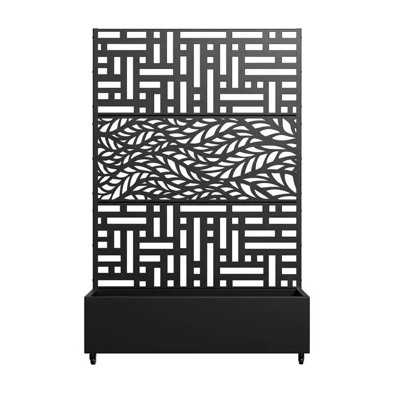 MAYEERTY Planter Box with Trellis Iron Black Helen Street 01 Gerald Wide Edge Street Combined Style 72x47x16in 3-Piece Set