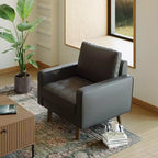Tree City - 32'' Faux Leather Tufted Square Accent Armchair - Modern Chair for Living Room, Bedroom, Office & Small Spaces