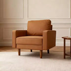 Tree City - 32'' Faux Leather Tufted Square Accent Armchair - Modern Chair for Living Room, Bedroom, Office & Small Spaces