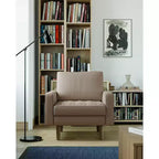 Tree City - 32'' Faux Leather Tufted Square Accent Armchair - Modern Chair for Living Room, Bedroom, Office & Small Spaces