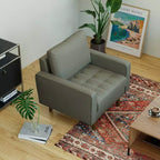 Tree City - 32'' Faux Leather Tufted Square Accent Armchair - Modern Chair for Living Room, Bedroom, Office & Small Spaces