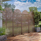MAYEERTY Room Divider Screen Laurence Diamond Brown Arch Galvanized Sheet 72x35x16in 3-Piece Set