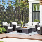 MAYEERTY Room Divider Screen Laurence Diamond Brown Arch Galvanized Sheet 72x35x16in 3-Piece Set