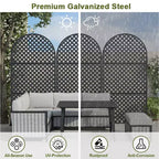 MAYEERTY Room Divider Screen Laurence Diamond Brown Arch Galvanized Sheet 72x35x16in 3-Piece Set