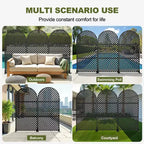 MAYEERTY Room Divider Screen Laurence Diamond Brown Arch Galvanized Sheet 72x35x16in 3-Piece Set