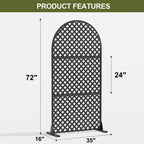 MAYEERTY Room Divider Screen Laurence Diamond Brown Arch Galvanized Sheet 72x35x16in 3-Piece Set