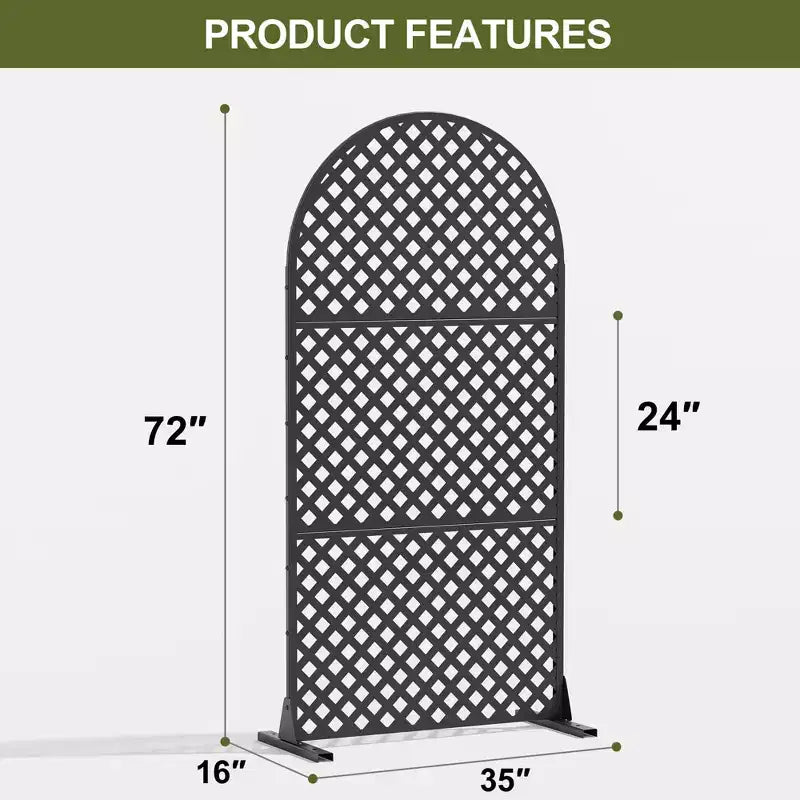 MAYEERTY Room Divider Screen Laurence Diamond Brown Arch Galvanized Sheet 72x35x16in 3-Piece Set