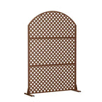 MAYEERTY Room Divider Screen Laurence Diamond Brown Arch Galvanized Sheet 72x35x16in 3-Piece Set