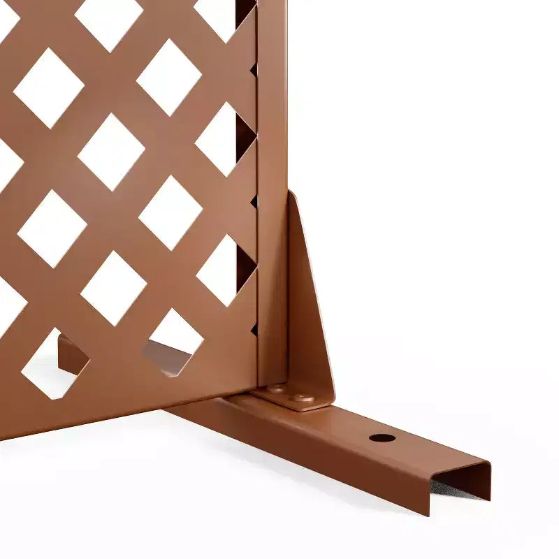 MAYEERTY Room Divider Screen Laurence Diamond Brown Arch Galvanized Sheet 72x35x16in 3-Piece Set