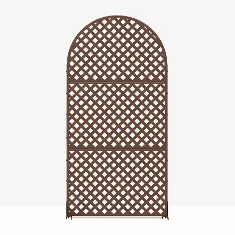 MAYEERTY Room Divider Screen Laurence Diamond Brown Arch Galvanized Sheet 72x35x16in 3-Piece Set