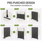 MAYEERTY Room Divider Screen Laurence Diamond Brown Arch Galvanized Sheet 72x35x16in 3-Piece Set