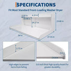 TROPOW 2-Tier Laundry Countertop (54x27.55x19.68), Washer/Dryer Cover with 2.75 Edge Rails&Anti-Slip Pads for Laundry Room Storage