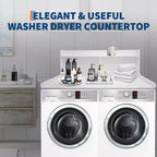 TROPOW 2-Tier Laundry Countertop (54x27.55x19.68), Washer/Dryer Cover with 2.75 Edge Rails&Anti-Slip Pads for Laundry Room Storage