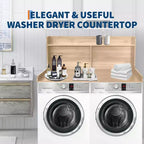 TROPOW 2-Tier Laundry Countertop (54x27.55x19.68), Washer/Dryer Cover with 2.75 Edge Rails&Anti-Slip Pads for Laundry Room Storage