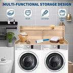 TROPOW 2-Tier Laundry Countertop (54x27.55x19.68), Washer/Dryer Cover with 2.75 Edge Rails&Anti-Slip Pads for Laundry Room Storage