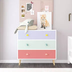 Kids 3 Drawer Dresser, Baby Nightstand for Bedroom, Storage Cabinet for Toddler Child for Living Room, Toddler Room, Nursery, Closet, Apartment