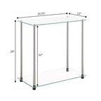 HomeStock Tavolino da Salotto Rettangolare in Vetro Colore Argento Altezza 24 pollici 1 pezzo