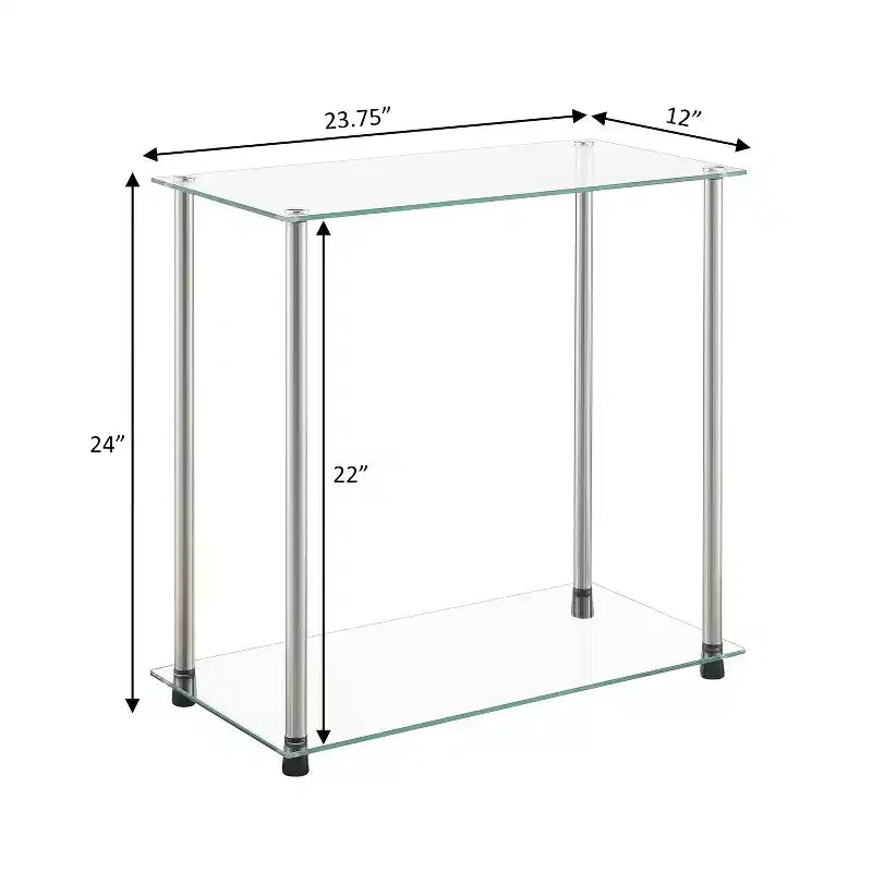 HomeStock Tavolino da Salotto Rettangolare in Vetro Colore Argento Altezza 24 pollici 1 pezzo