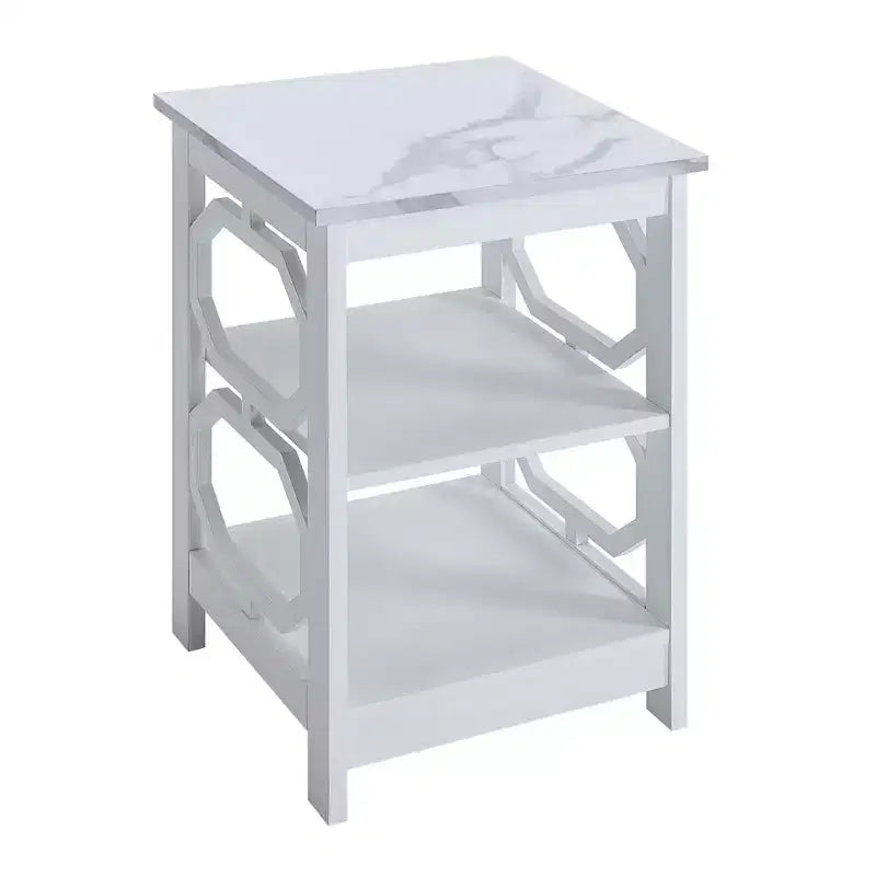 HomeStock 23.75 in.H White Color Rectangle Wood Table Top End Table 1 -piece