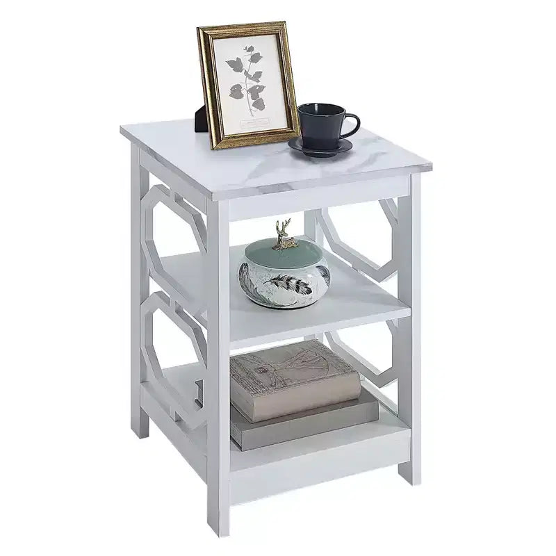HomeStock 23.75 in.H White Color Rectangle Wood Table Top End Table 1 -piece