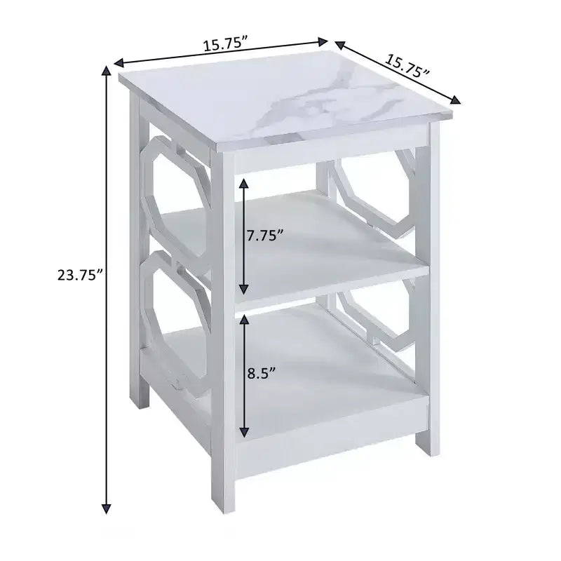 HomeStock 23.75 in.H White Color Rectangle Wood Table Top End Table 1 -piece