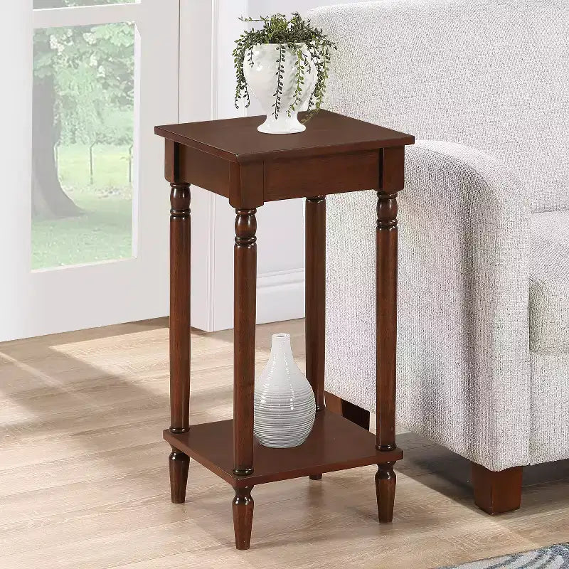 HomeStock 28 in.H Brown Color Rectangle Wood Table Top End Table 1 -piece