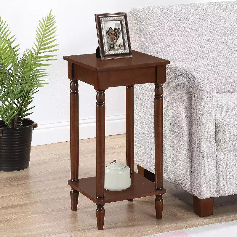 HomeStock 28 in.H Brown Color Rectangle Wood Table Top End Table 1 -piece