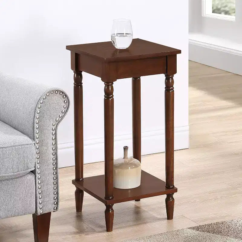 HomeStock 28 in.H Brown Color Rectangle Wood Table Top End Table 1 -piece