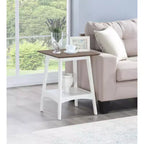 HomeStock 24 in.H White Color Rectangle Wood Table Top End Table 1 -piece