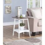 HomeStock 24 in.H White Color Rectangle Wood Table Top End Table 1 -piece