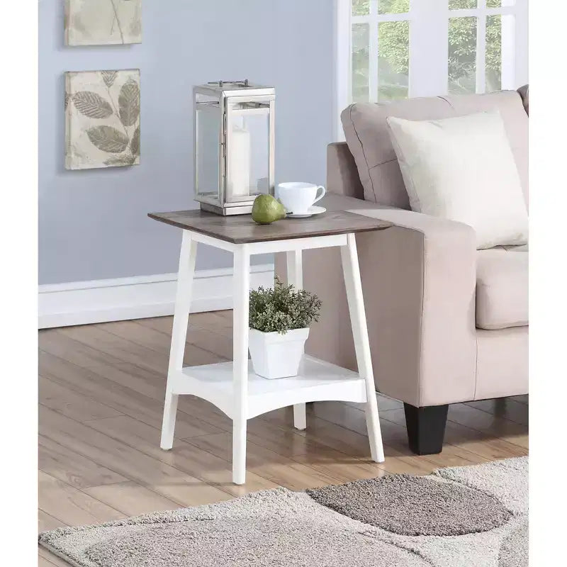 HomeStock 24 in.H White Color Rectangle Wood Table Top End Table 1 -piece