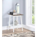 HomeStock 24 in.H White Color Rectangle Wood Table Top End Table 1 -piece