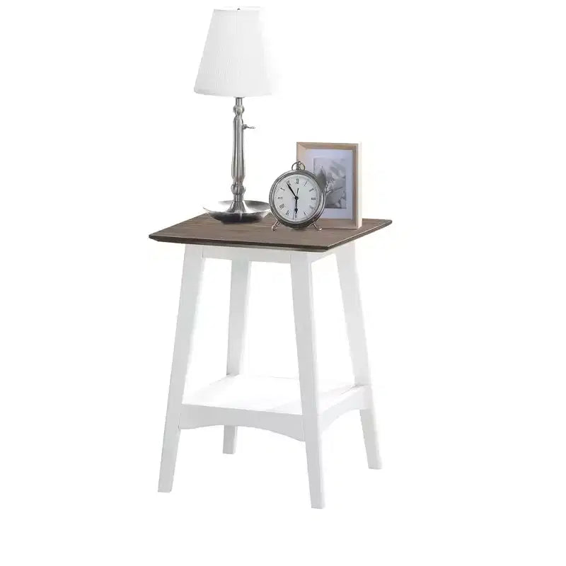 HomeStock 24 in.H White Color Rectangle Wood Table Top End Table 1 -piece